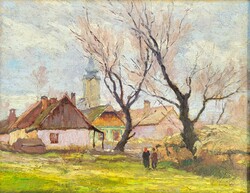 Lajos Szlányi (1869 - 1949) Szolnoki street section c. Your painting with an original guarantee!
