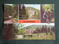 Képeslap,mozaik,Miskolc,Lillafüred Palotaszálló,SZOT üdülő,Hámori tó,kisvasút látkép, részlet, 1981-
