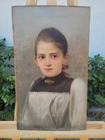 Antik szignózott Biedermeier Lány Portré!