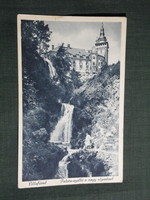 Képeslap, Miskolc, Lillafüred Palotaszálló, SZOT üdülő,Hámori tó,Vízesés látkép,részlet, 1934-