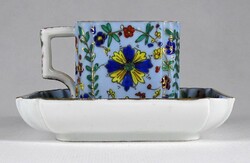 1F493 Antik világoskék aranyozott szögletes porcelán kávéscsésze