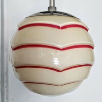 Art deco - Streamline - Bauhaus nikkelezett mennyezeti lámpa felújítva - krémszínű búra