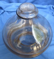 Régi kétrészes üveg légyfogó, 16 cm magas, enyhén hibás,