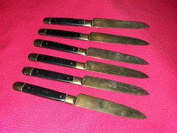 Antik rézpengés bakelit nyeles késkészlet 6 darabos 15 cm - 8 cm a penge 1.