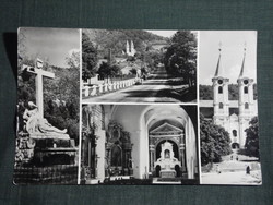 Képeslap,Máriagyűd,Barokk kegytemplom,Fájdalmas szűz szobra,feszület,kereszt látkép, részlet, 1974-