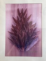 Macskássy Izolda selyem kollázsa, 20 x 29 cm, hibátlan, eredeti, kerettel együtt 37x52 cm