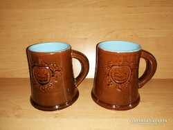 Városlődi kerámia söröskorsó párban 11 cm magas (12/d)