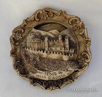 Olaszország Fénis dombor falikép emlék átm 10 cm (20/d)