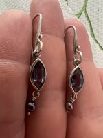 Branded Modern Silver Earring with Amethyst Bead