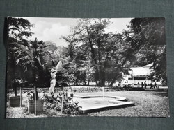 Képeslap,Miskolc, Miskolctapolca fürdő,barlangfürdő,park,szobor szökőkút látkép, részlet, 1967-
