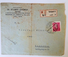 D203647-Levélboríték Dr.Stumpf György ügyv.1937 Magyar Hajózási Szövetség -ügyész -Várkonyi -Miskolc