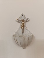 Antik szenteltvíz tartó 19 század porcelán keresztény katolikus Jézus fali szenteltvíztartó 740 9374