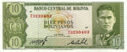 Bolivia 10 Pesos Bolivianos 1962  UNC