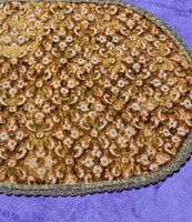 Antik bársony ovális terítő (L4947)