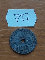 BELGIUM BELGIQUE - BELGIE 10 CENTIMES 1942 WW II. CINK, III. Leopold király  777.