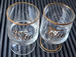 Retro/ Vintage/ midcentury Tokaji aszú/ édes boros üvegpoharak (2 db)