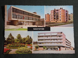 Képeslap, Nagyatád,mozaik,park hotel,étterem,ABC, Vasedény üzlet,lakótelep látkép,részlet, 1977-