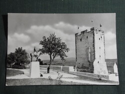 Képeslap, Nagyvázsony,mozaik Kinizsi vár,szobor,múzeum,bástya látkép,részlet, 1970-