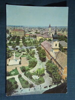 Képeslap, Nagykőrös, Szabadság tér,emlékmű,templom, városi látkép,részlet, 1964-