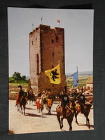 Képeslap, Nagyvázsony, Kinizsi vár,szobor,múzeum,bástya,lakótorony,katona látkép,részlet, 1967-