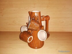 Retro kerámia fa utánzatú rövid italos pohár készlet (F-1)