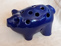 Kerámia malac asztaldísz ikebana Dekor Zagreb 1970- retro kurtafarkú szerencse malac fajasz polcdísz