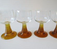 Retro nap sárga boros poharak 4 db