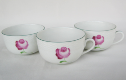 3 db Herendi porcelán kézzel festett rózsa mintás csésze