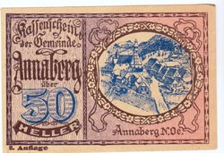 Osztrák szükségpénz  50 heller 1920 UNC
