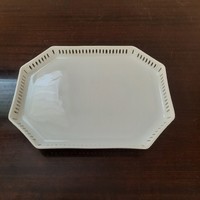 Nagy Fehér Herendi porcelán áttört nyolcszög alakú tál, tálca