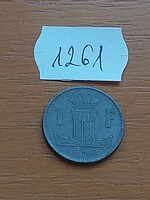 BELGIUM BELGIE - BELGIQUE 1 FRANK 1942 WW II, CINK, III. Leopold király  1261.