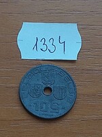 BELGIUM BELGIQUE - BELGIE 10 CENTIMES 1942 WW II. CINK, III. Leopold király  1334.