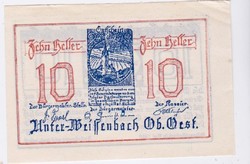 Osztrák szükségpénz  10 heller 1920 UNC