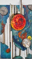 Composition by András Rác (1926-2013). Mosaic wall relief 54x31cm with original guarantee!!