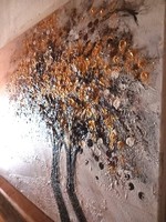 "ARANY-ŐSZ"festmény.70x 50 cm-es feszített vászon-stukturpaszta