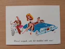 Régi humoros képeslap, rajz: Szűr-Szabó József, 1974.