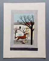 Jean hugo surrealist/cubist/art-deco pochoir circa 1930, signed
