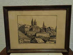 Veszprémi várrészlet  ,  KIS 87 szignóval , tusrajz