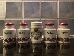 Régi fajansz fűszertartó készlet, vintage crakle mázas porcelán Anton Herr Marke