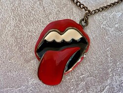 Rolling Stones inspiráció medállal retro tűzzománc bizsu nyaklánc