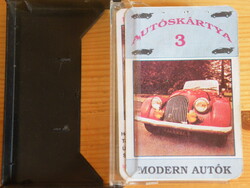 Régi retró autóskártya 3 kék kockás hátlappal - modern autók -