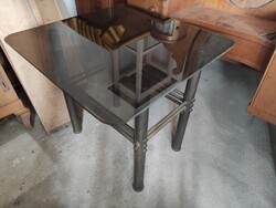 Copper-legged Smoke Glass Top Table