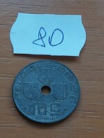 BELGIUM BELGIQUE - BELGIE 10 CENTIMES 1942 WW II. CINK, III. Leopold király  80.