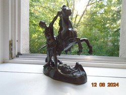 -50% G.Coustou (1677-1746) nyomán Marly (Versailles) "Lószelidítés", bronz 5 kg