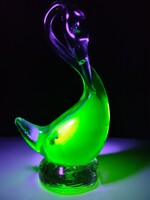 14.5cm 300gr Murano Uránium glass uránüveg hattyú swan vintage
