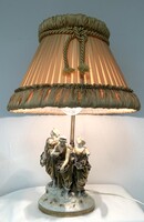 Antik Capodimonte jelzett női figurális porcelán romantikus asztali boudoir lámpa 19.sz. RZ