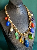 Ralph Lauren gold multi-colored bead pendant necklace