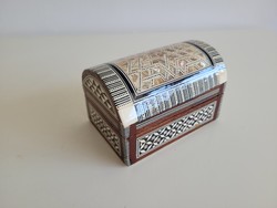 Gyöngyház kagyló és csont berakásos ékszeres fa doboz ékszertartó fadoboz