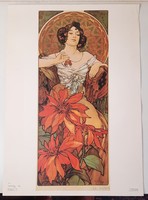 Vintage Alfons Mucha plakát, ofszet nyomat, grafika
