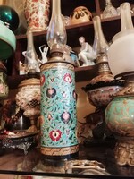 Restored Antique Zsolnay Petroleum Lamp, labeled